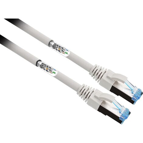 Renkforce RF-4732886 RJ45 Câble réseau, câble patch CAT 6a S/FTP 2.00 m gris très flexible, contacts dorés 1 pc(s) Y881122