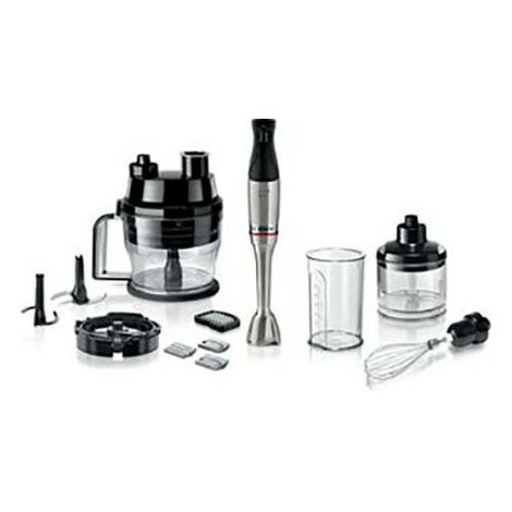 Bosch Haushalt ErgoMaster Serie 6 Mixeur plongeant 1200 W avec verre doseur, avec blender, multifonction, fouet , sans BPA acier inoxydable, noir X244992