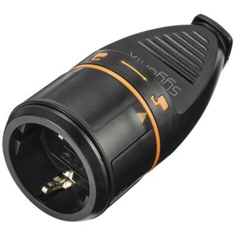 Sygonix SY-5597566 Fiche électrique femelle avec terre plastique verrouillable 250 V/AC noir, orange (1/5)