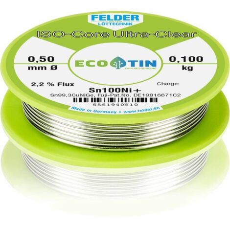Felder ISO-Core Ultra-Clear Sn100Ni+ Étain à souder sans plomb bobine Sn99,3CuNiG 0.100 kg 0.5 mm (1/2)