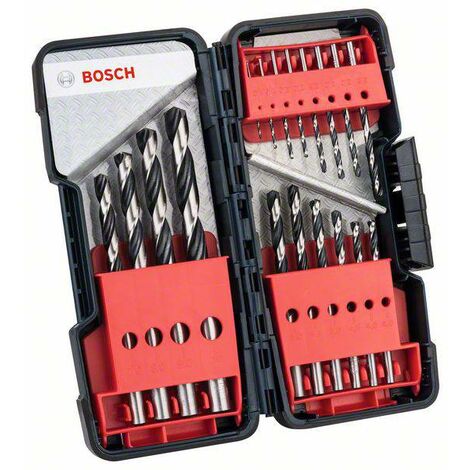 Bosch Accessories 2608577350 PointTeQ HSS Jeu de forets pour le métal 18 pièces 1 mm, 1.5 mm, 2 mm,