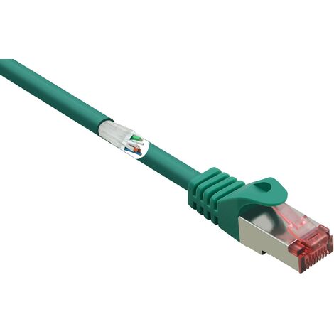 Renkforce RF-5372558 RJ45 Câble réseau, câble patch CAT 6 S/FTP 3.00 m vert avec cliquet d'encastrement, contacts dorés, ignifuge 1 pc(s) X685402