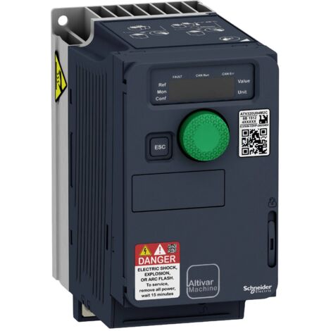 Schneider Electric – Convertisseur de fréquence 0.75 kW ATV320U07M2C – Monophasé 200-240V – Courant 10.1A – IP20 pour environnements jusqu'à 60°C - X842451