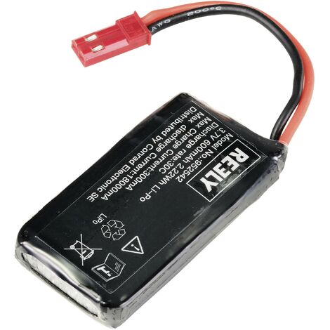 Reely Batterie LiPo 3,7 V 900 MAh – 1 Cellule 25 C – Softcase Bec – Pour Micro Hélicoptères Et Voitures RC