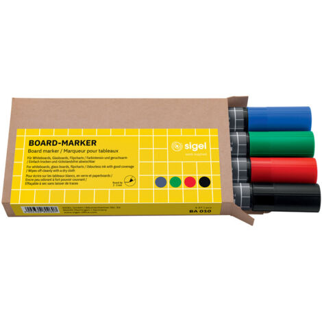 Sigel BA010 BA010 Set de marqueurs pour tableau blanc bleu, vert, rouge, noir 4 pc(s) (1/5)