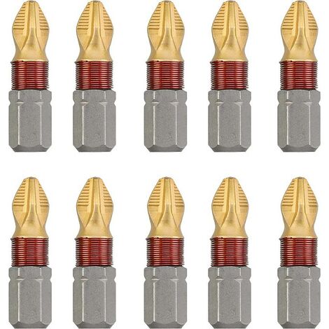 10pcs Embouts de Tournevis Cruciformes et Plats à Sertir en