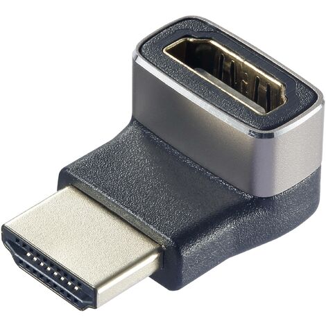 SpeaKa Professional SP-11302012 HDMI Adaptateur [1x HDMI mâle - 1x HDMI femelle] noir, argent UHD 8K @ 60 Hz, UHD 4K @ 120 Hz coudé à 90 ° vers le C533722 (1/4)