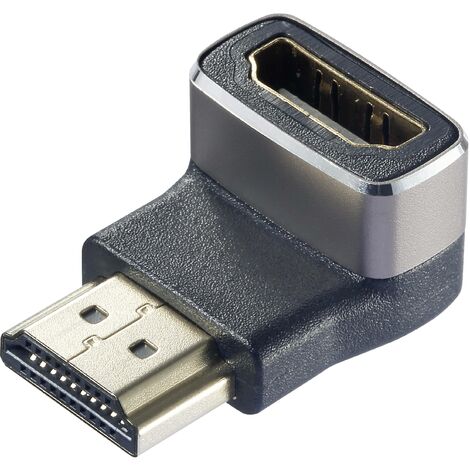 SpeaKa Professional SP-11306836 HDMI Adaptateur [1x HDMI mâle - 1x HDMI femelle] noir, argent UHD 8K @ 60 Hz, UHD 4K @ 120 Hz coudé à 90 ° vers le C584702 (1/4)