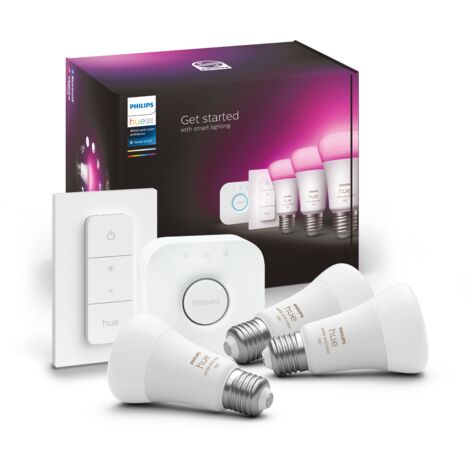 Philips – Ampoule connectée E27 11W – Kit de démarrage 3 ampoules – Couleur blanche et ambiance – Flux lumineux 1055 lm – Compatible avec Alexa et Google Assistant - W128032 (1/10)