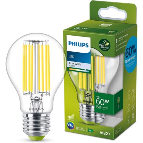 Philips ampoule LED Sphérique E14 40W Blanc Chaud Claire, Verre, Lot de