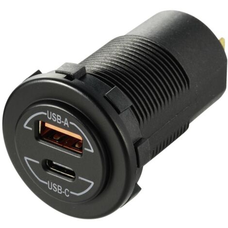 Voltcraft – Prise femelle USB à encastrer Power-Delivery 60W 12/24 V – Recharge rapide USB-A et USB-C – Installation encastrée Ø 29.2 mm - C842212 (1/6)