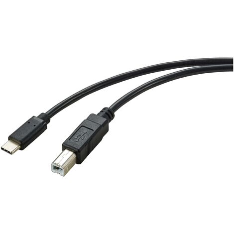 Renkforce Câble USB USB 2.0 USB-C® mâle, USB-B mâle 2.00 m noir blindage total RF-5720420 C875972 (1/3)
