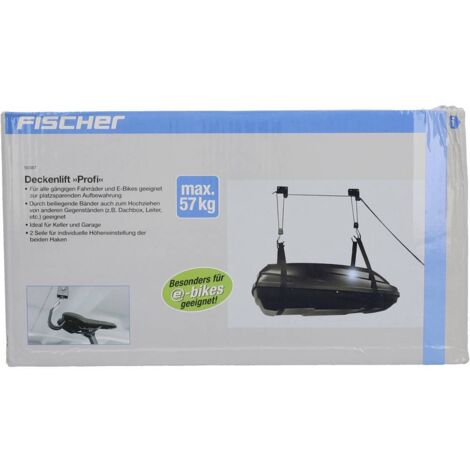 Fischer – Support à vélo pour plafond 50387 – Capacité 57 kg – Fixation au plafond – Pour espaces confinés jusqu'à 4 m de hauteur