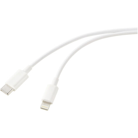 Renkforce Câble USB USB 2.0 USB-C® mâle, Connecteur Lightning 1.00 m blanc (nacré) RF-5724078 (1/4)