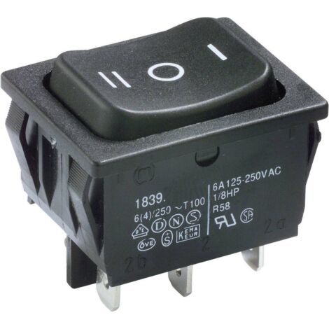 Marquardt 1839.1507 Interrupteur à bascule 1839.1507 250 V/AC 6 A 2 x On/Off/On IP40 permanent/0/permanent 1 pc(s) D77536 (1/3)