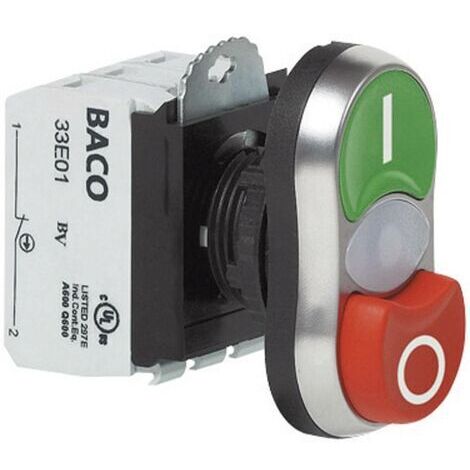 BACO BAL61QK21L L61QK21L Bouton-poussoir à double touche collerette plastique, chromé vert, rouge 1 (1/3)