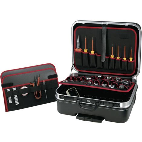 Toolcraft – Mallette à outils avec roulettes – Coques en ABS résistant aux chocs – Cadre en aluminium – 23 compartiments à outils – Poignée télescopique (1/6)