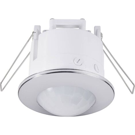 Détecteur de mouvement PIR 1289331 encastré plafond – Portée 6m – Angle 360° – IP20 – Relais chrome pour intérieur – Renkforce