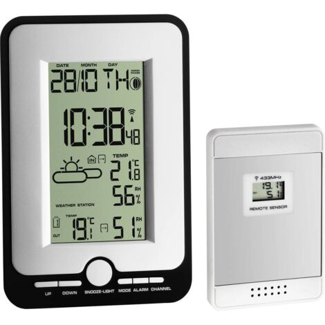 Station météo radiopilotée numérique – Alimentation 2x LR6 – Capteur extérieur – Température intérieure/extérieure – Affichage numérique – Tfa Dostmann
