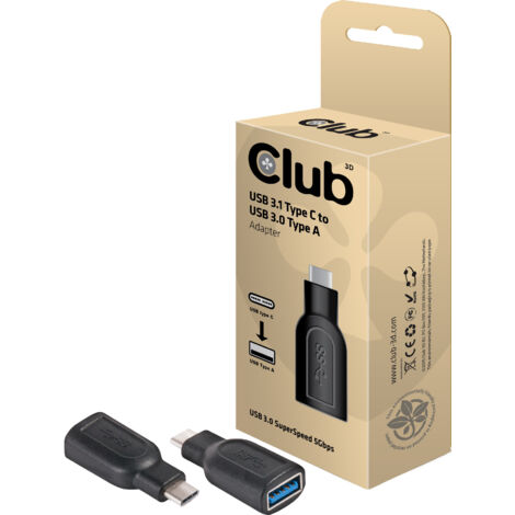 Adaptateur USB 3.0 club3D 186679 - [1x USB-C® mâle - 1x USB 3.0 femelle type A] - noir W915371 (1/4)