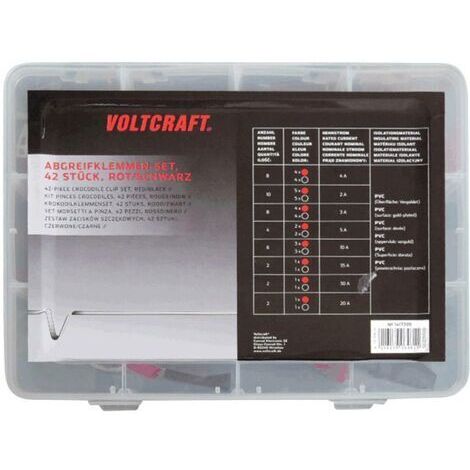 VOLTCRAFT 1417395 Jeu de pinces crocodiles noir, rouge Longueur: 230 mm 42 pc(s) (1/5)