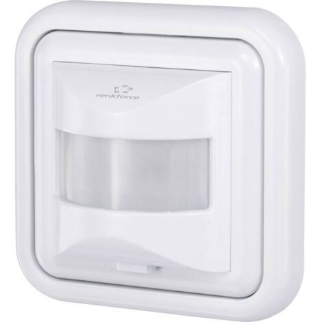 Détecteur de mouvement PIR 4016139070186 encastré 160° – Portée 9 m – Relais blanc IP20 pour intérieur – Installation facile – Renkforce