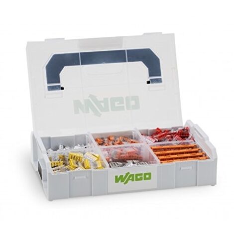 Wago – Kit de bornes de connexion 2,5 mm² – Connecteurs passage à enficher pour 2 à 8 conducteurs – Valisette robuste pour installations électriques (1/3)