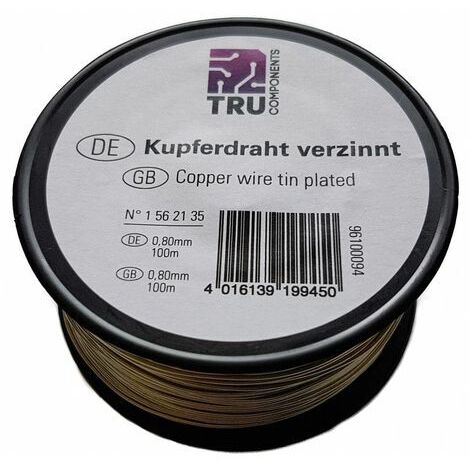 Fil de cuivre TRU COMPONENTS 1515012/30 1562138 Ø extérieur (sans vernis isolant): 1.20 mm 30 m