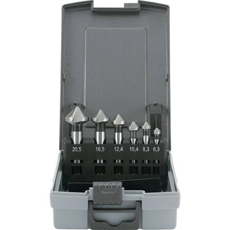 Toolcraft – Fraises coniques 6 pièces 1614138 – HSS pour bois dur – Diamètres 6.3 mm à 20.5 mm – Queue cylindrique DIN 335-C