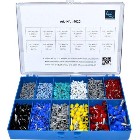 Vogt Verbindungstechnik 4020 Assortiment d'embouts simples partiellement isolé gris, bleu clair, turquoise, blanc, roug (1/3)