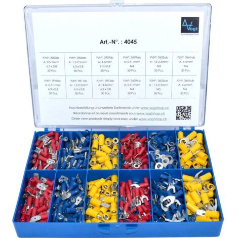 Vogt Verbindungstechnik 4045 Assortiment de cosses à sertir 0.50 mm² 6 mm² rouge, bleu, jaune 520 pc (1/3)