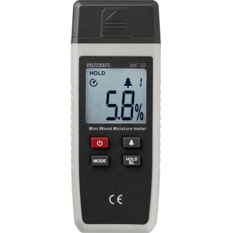 Voltcraft – Humidimètre pour bois dur – Plage de mesure 2 à 40 % – Écran LCD rétroéclairé – Alimentation 3 piles AAA – Fonction Auto Power OFF - X856391