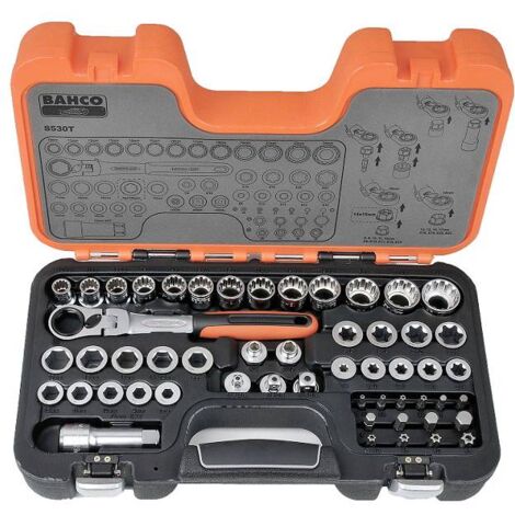 Bahco – Coffret de clés à douille 53 pièces – Alliage d'acier haute performance – Cliquet 72 dents avec tête mobile – Mallette HDPE (1/10)