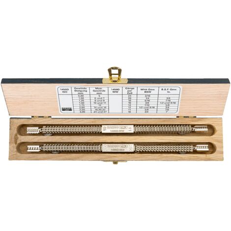 Bahco – Set de limes à double filetage 2 pcs – Coffret en bois avec tableau de filetages – Pour bois dur et teck – Précision de coupe