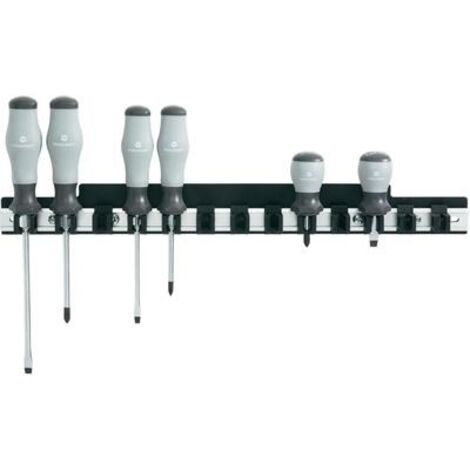 Toolcraft – Porte-tournevis en aluminium pour 14 outils – Fixation murale incluse – Longueur 435 mm – Largeur 48 mm pour rangement efficace - C68664
