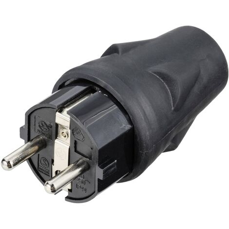 Sygonix SY-5806884 Fiche électrique mâle avec terre caoutchouc 250 V/AC noir IP44 R721152 (1/5)
