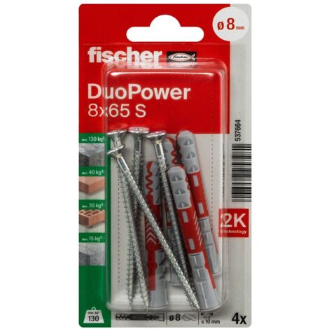 Fischer 537664 DuoPower 8 x 65 S K NV Set de chevilles 65 mm 8 mm 1 set