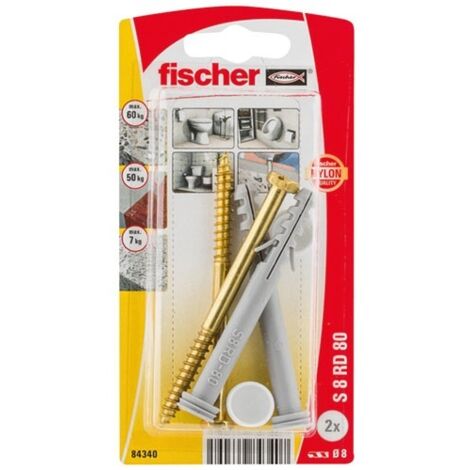 Fischer – Kit de montage pour WC – Chevilles 8 mm x 80 mm en acier inoxydable – Installation rapide et sécurisée – Compatible béton et brique - RD 80 K NV (1/8)
