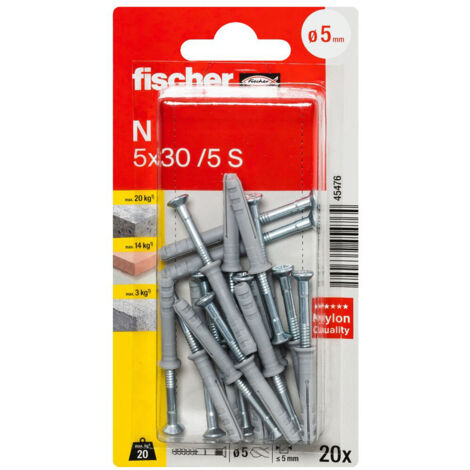 Fischer 045476 N 5 x 30/5 S K NV Cheville à frapper 30 mm 5 mm 1 set (1/5)