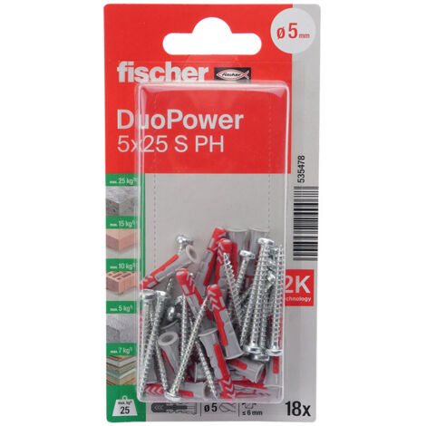 Fischer 535478 DuoPower 5 x 25 S PH K NV Cheville 25 mm 5 mm 1 set V887143