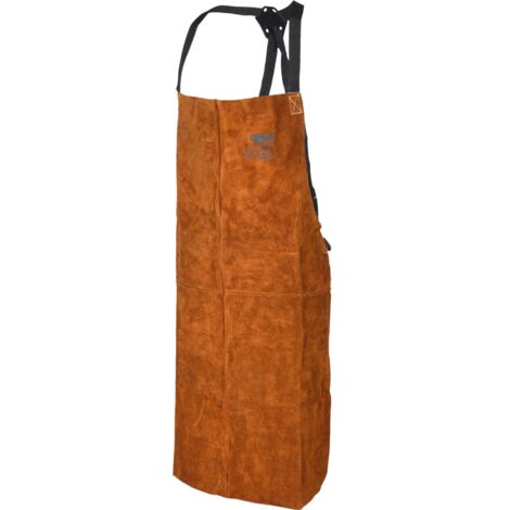 Ks Tools – Tablier de protection en cuir de vachette taille L – Longueur réglable 910 mm – Poche poitrine pour outils – Protection optimale soudure