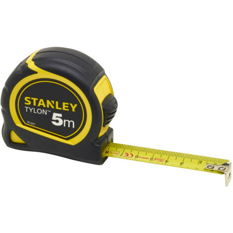 Stanley – Mètre à ruban Tylon 5 m x 19 mm – Acier laqué – Revêtement Tylon pour durabilité – Précision Classe II – Crochet de mesure