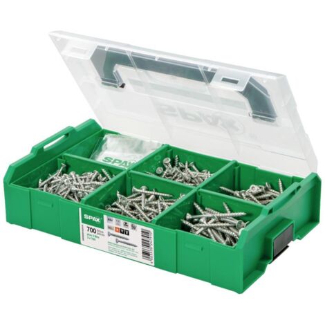 Spax – Assortiment de vis autoperceuses 703 pièces – Tête fraisée T-STAR plus – Acier traité WIROX – 5000009162019