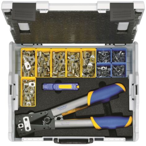 Klauke LBOXX65B Set d'outils de sertissage 223 pièces pour cosses tubulaires, pour connecteur tubulaire 6 à 50 mm² appareil de coupe inclus, coutea A570361 (1/2)