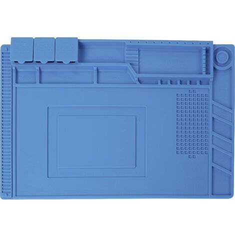 Velleman – Tapis de soudage en silicone antistatique 450x300mm – Résistant jusqu'à 500 °C – Flexible et antidérapant – Compartiments intégrés