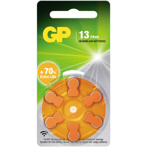 GP Pile pour appareil auditif ZA 13 1.4 V 6 pc(s) zinc-air PR48 Q595653 (1/2)