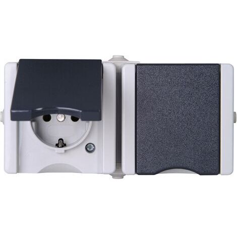 Kopp 950655000 x2 Gamme d'interrupteurs pour pièce humide complet Prise 2P+T avec clapet proAQA 1 pc(s) X915951 (1/3)