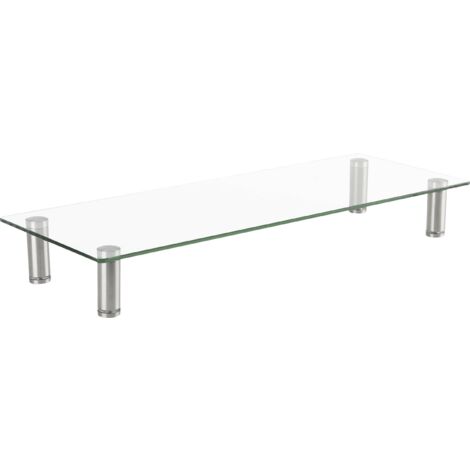 Réhausseur de moniteur réglable en hauteur 75-90 mm – Acier transparent – Dimensions 580x210 mm – Charge max 20 kg – Speaka Professional - A396472