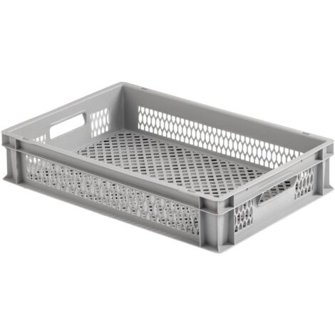 Alutec – Bac de rangement grillagé 75050 – Dimensions 600 x 400 x 120 mm – Polypropylène gris – 1 pièce pour espaces confinés