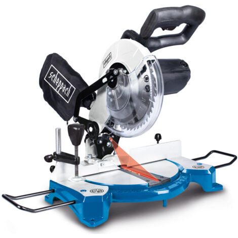 Scheppach Scie à Onglet HM80L - 1500W - Compacte, idéal pour les petits ateliers - Lame Ø210mm/24 dents - Largeur de coupe jusqu'à 120mm - Laser de précision
